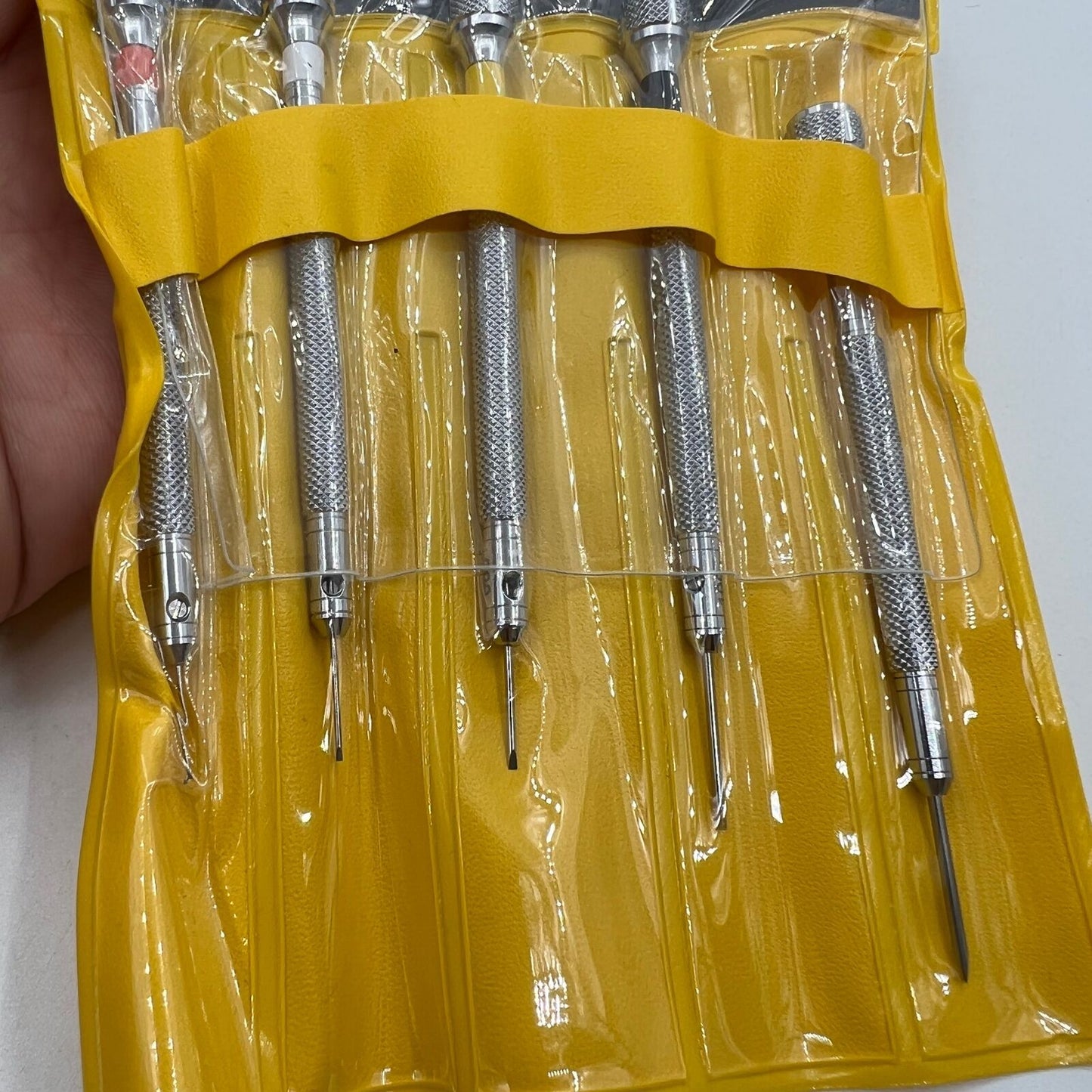 Bergeon 30080-P05 2868 set of 5 precision watchmakers screwdrivers in a black pouch for watch repair.