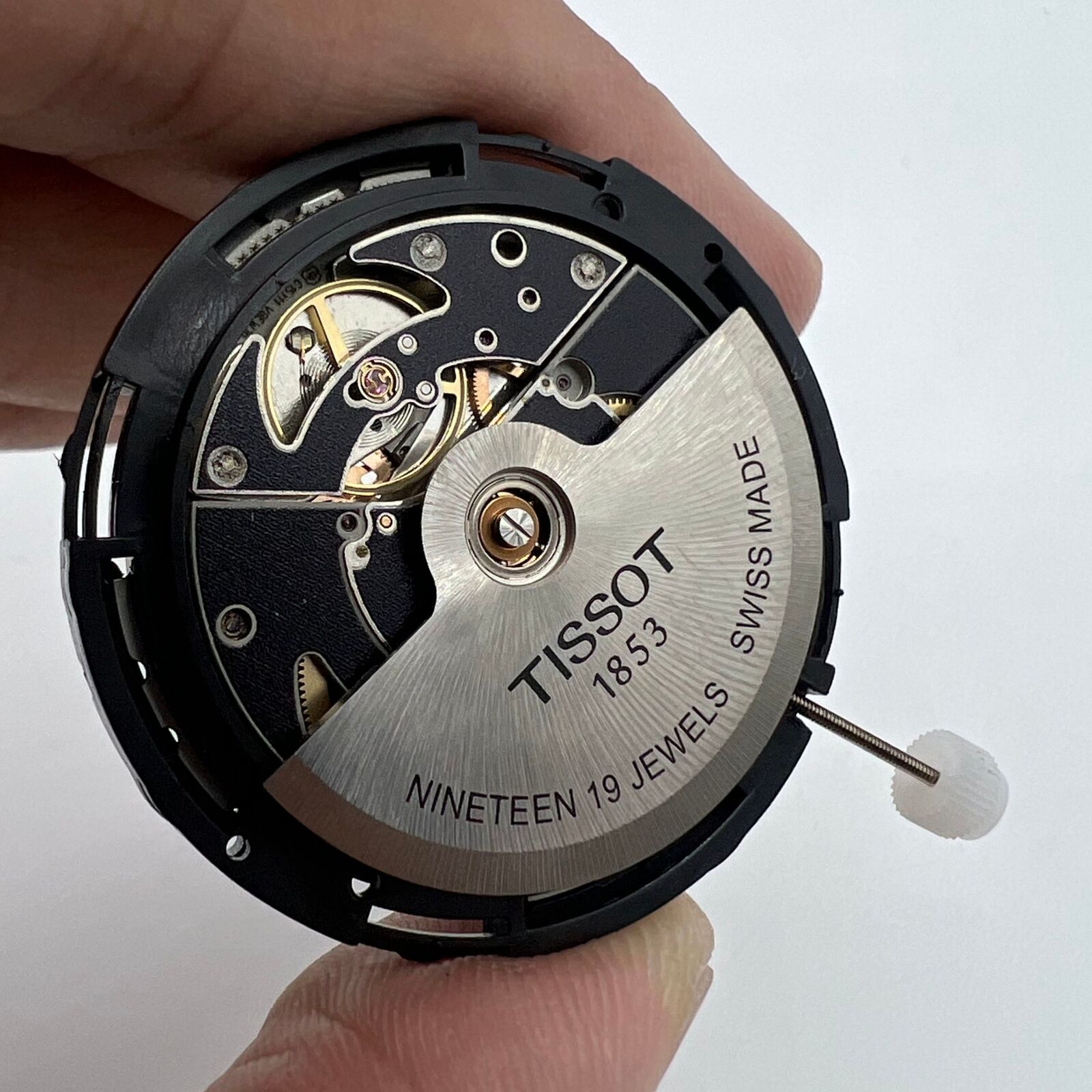 ETA C15.111 chronograph mechanical watch movement with 1853 white dial, Swiss Made craftsmanship.