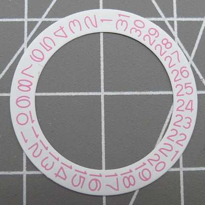 Disque de date à fond blanc et caractères roses pour NH35 NH36 Date@3 