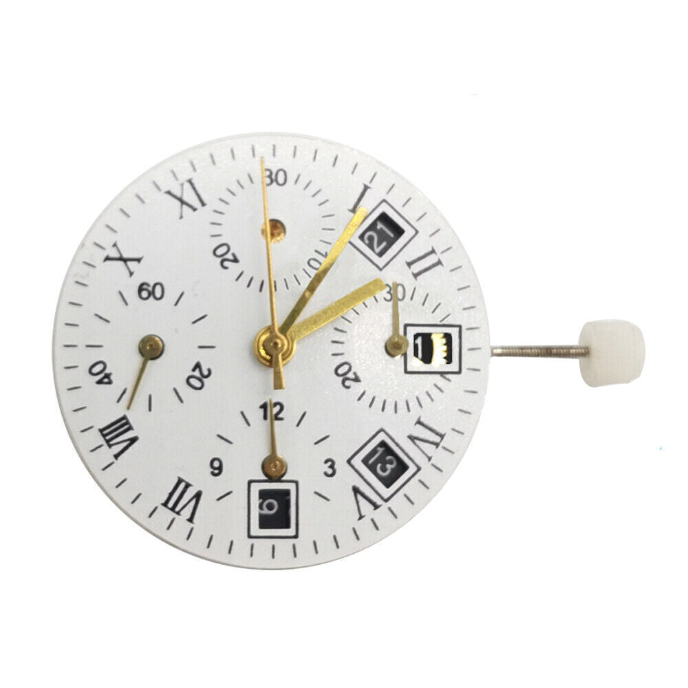 Asiatisches 7750 Automatik-Chronographenwerk @4,5 Schwarzer Kalender Sekunde @9 ETA 7750