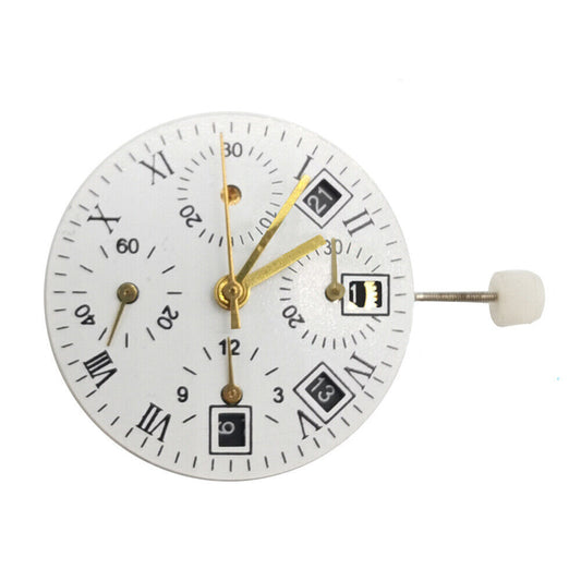 Asiatisches 7750 Automatik-Chronographenwerk @4,5 Schwarzer Kalender Sekunde @9 ETA 7750