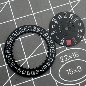 Roman /English Font Black Date Disk Wheel Week for NH36 Movement 3.8 position