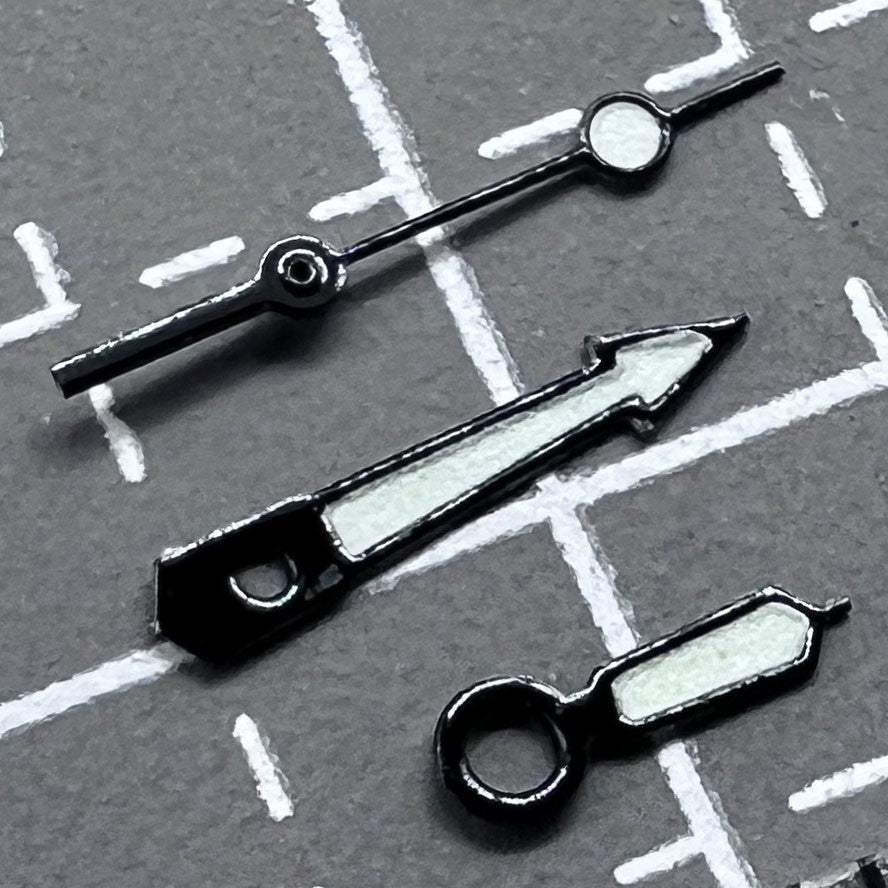 Lot de 2 aiguilles creuses noires et vertes luminescentes pour Miyota 2035, 2115, 2105 et 2305 