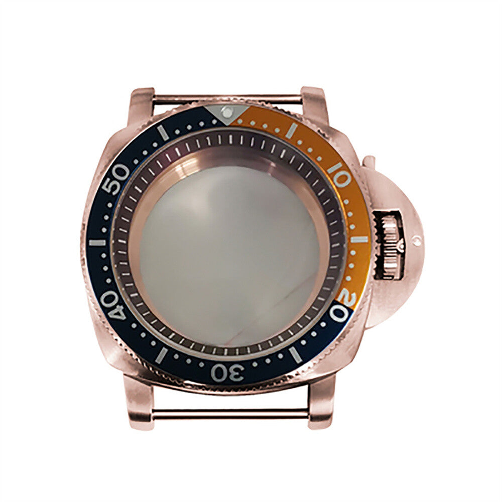 42 mm Mineralspiegel PVD Stahl Roségold Uhrengehäuse für NH35/NH36/4R/7S 