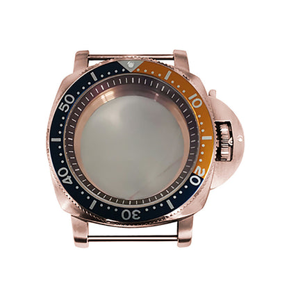 42 mm Mineralspiegel PVD Stahl Roségold Uhrengehäuse für NH35/NH36/4R/7S 