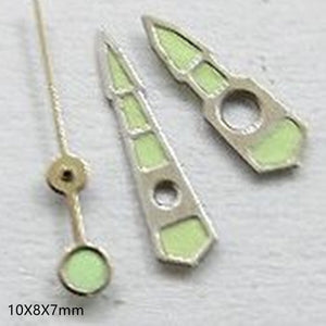 10x8x7mm Silver Trim Green Lume Watch Hands Set for Miyota 2035 2115 2105 2305