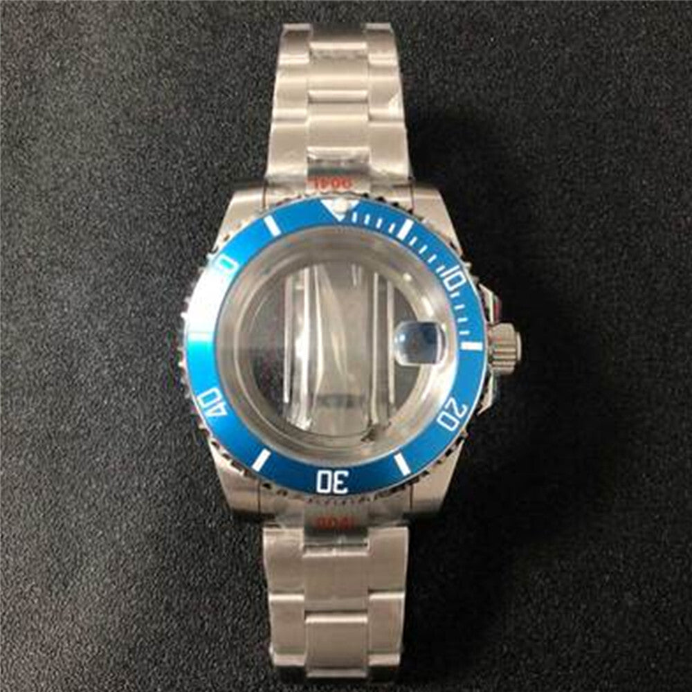 Transparent 40MM sapphire glass watch case with strap for NH35/NH36, available in 22 colors, premium quality.