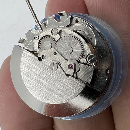 Asian Tianjin Seagull watch strap with ST6 3 Hands Moon Phase@6 automatic movement close-up detail.