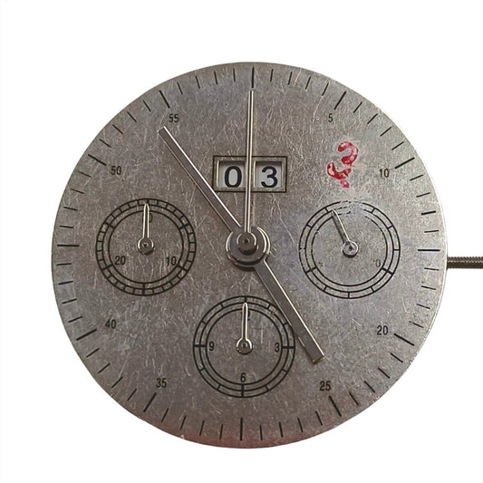 China Made 7750 mechanical movement watch part with big date at 12 and small second at 3, precision watch component.