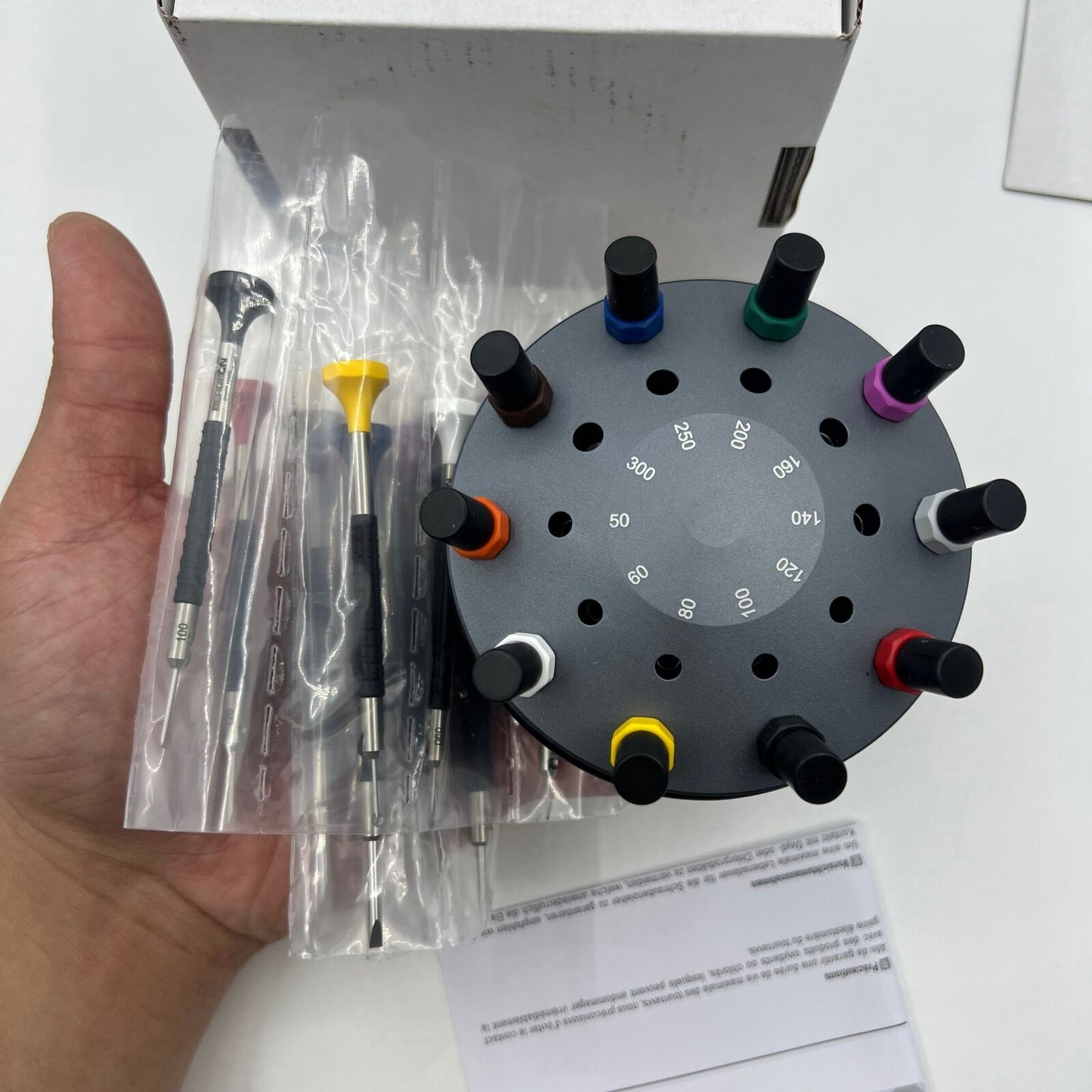 Bergeon 6899-S10 stainless steel screwdrivers set with elastomer handles for precise watch accessory repairs