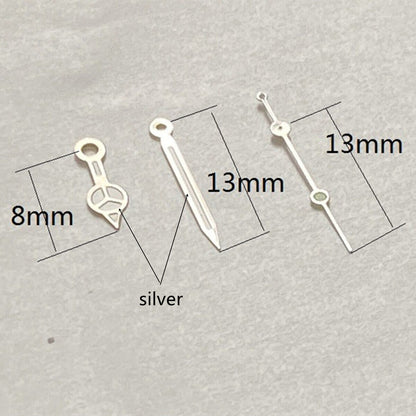 13 mm silberner Rand mit grünem Leuchtzeiger für das Quarzwerk Ronda 515