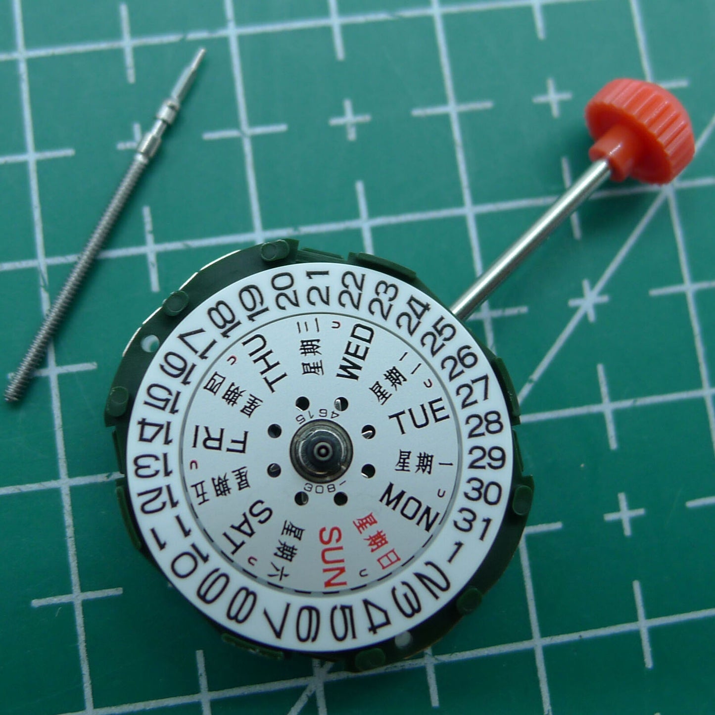 Wholesale Miyota/Citizen 2005 quartz watch movement with day-date function and stem, precision Japan brand component.