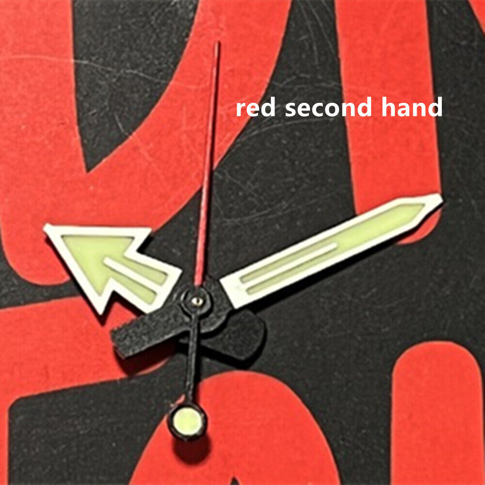 Red second hand with silver trim and C3 green lume for NH35A/SKX007/SRP777 watch models.
