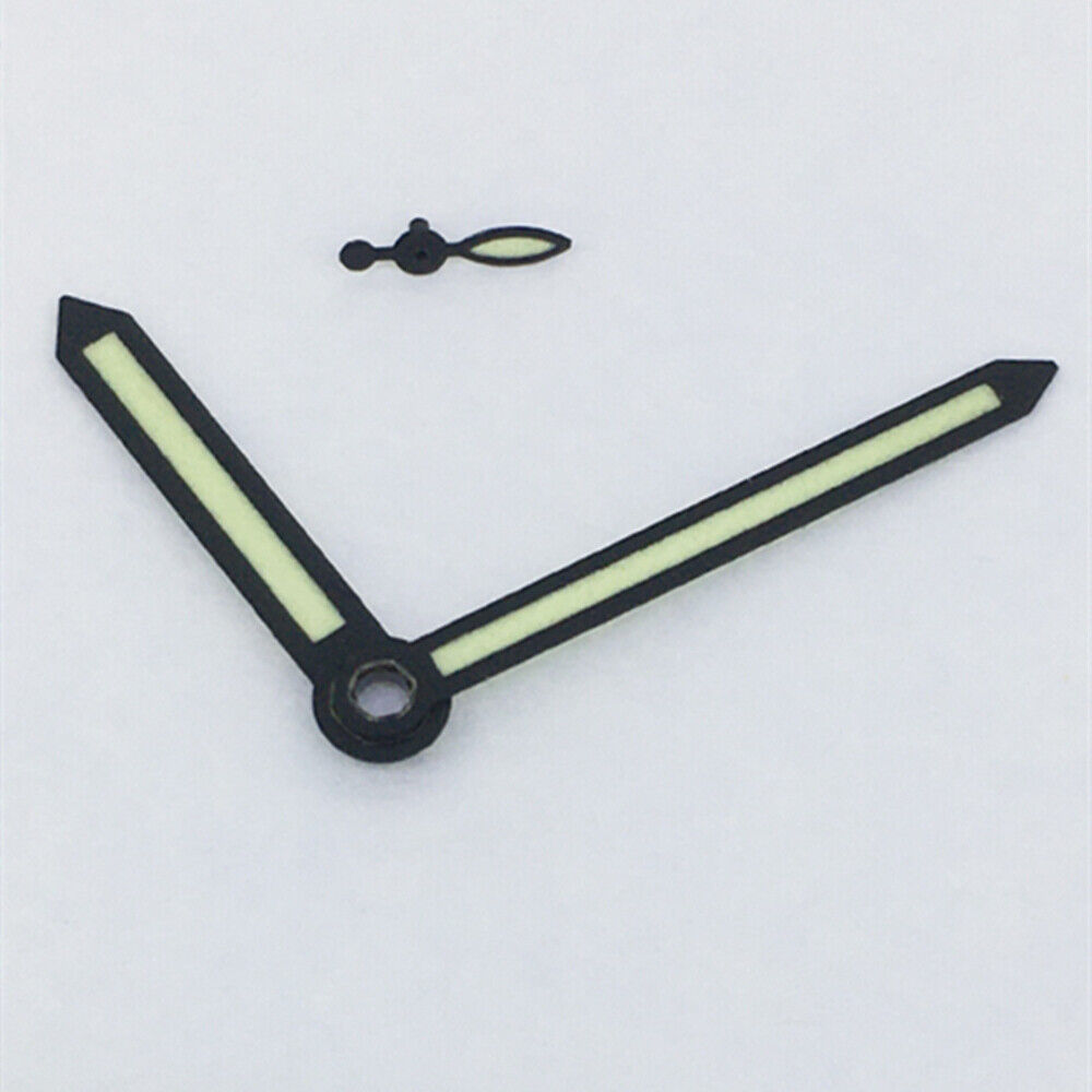 1. Green luminous 3-hand watch hands with black trim for ST3600 and ETA6497 movements.  