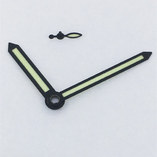 1. Green luminous 3-hand watch hands with black trim for ST3600 and ETA6497 movements.  