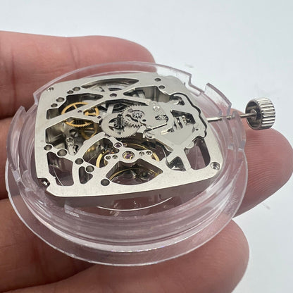 Tianjin Seagull ST25 automatic watch movement with silver three hands and skeleton square design