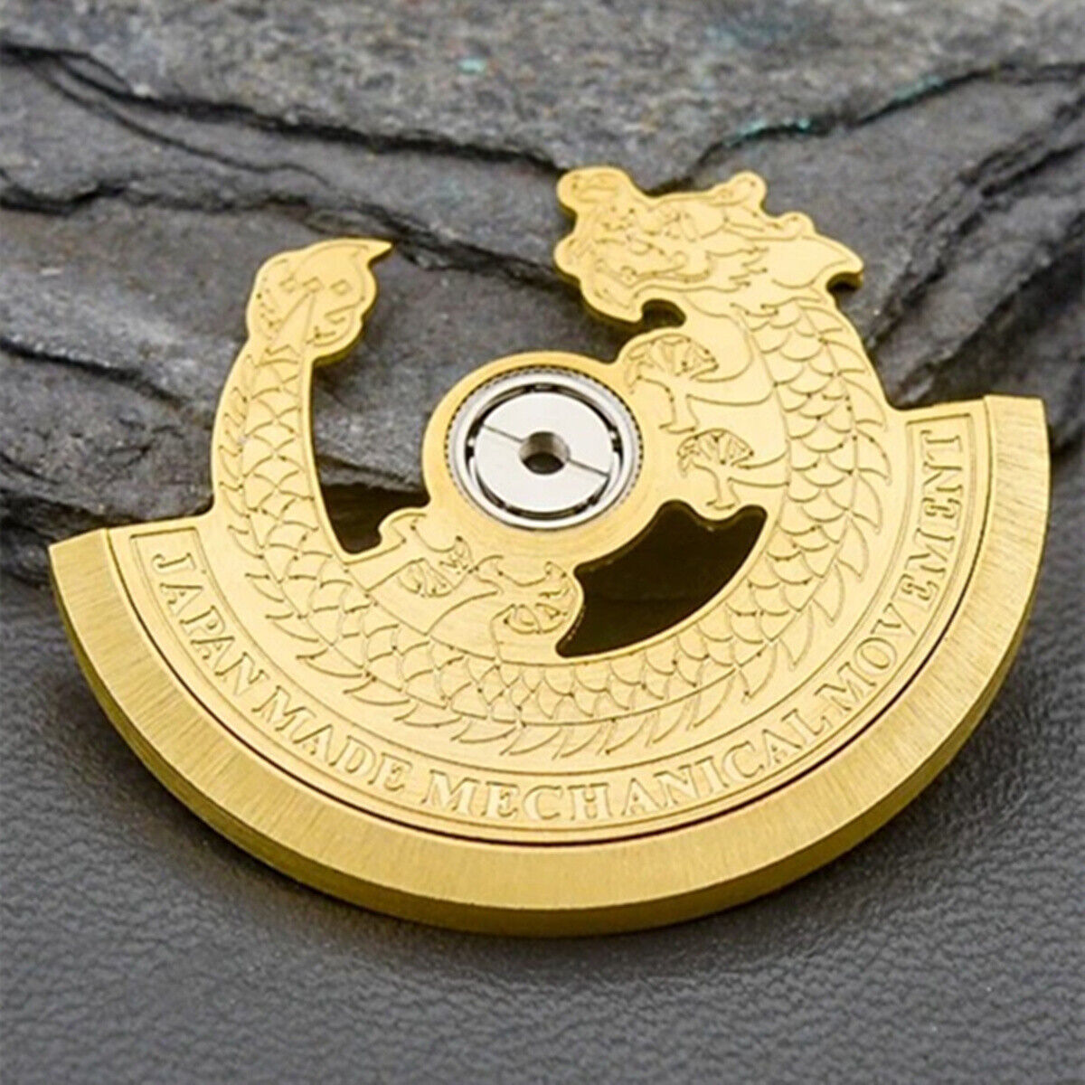 Steel golden dragon carved rotor oscillating weight, compatible with NH35 NH36 watch movements, enhancing timepiece performance.