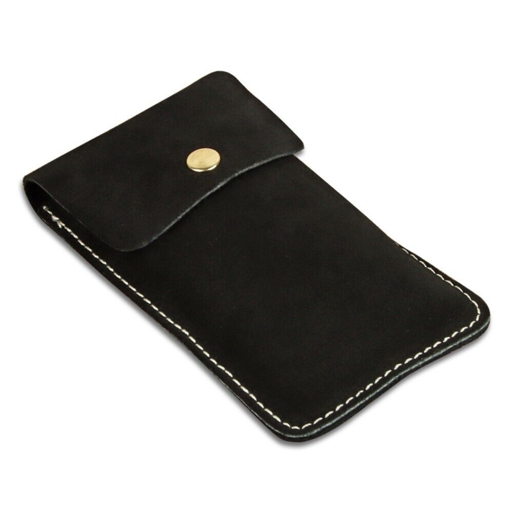 Genuine cowhide single watch storage bag, portable travel pocket with soft lining for protection.