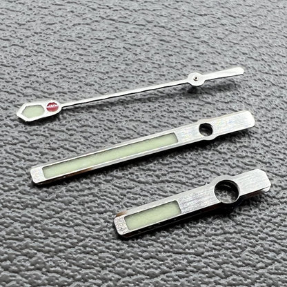 16mm Abalone hands set with green C3 lume and silver trim for NH36 NH35 movement by 6105.