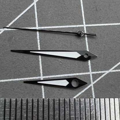 Black trim green luminous watch hands for NH35 NH36 movement, enhancing visibility, branded for precision.