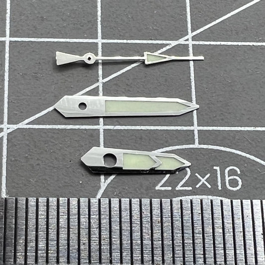 Aiguilles de montre en forme de flèche, 12,5 mm, vert luminescent, finition argentée, pour mouvement NH35/36