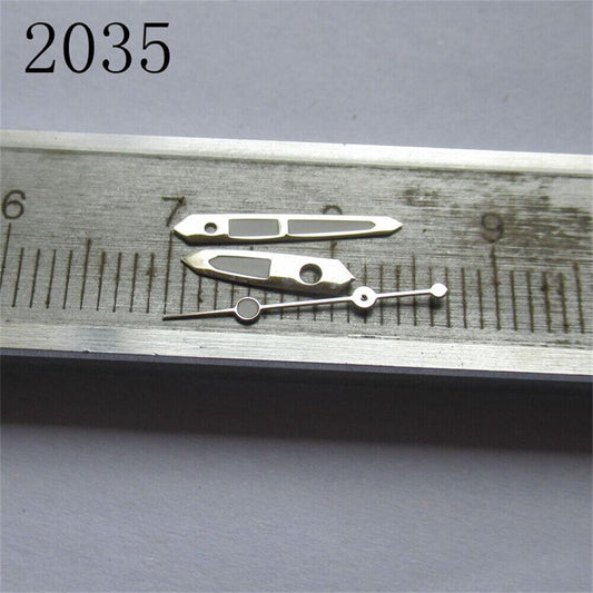 Green luminous watch hands set compatible with Miyota 2035, 2115, 2105, 2305 movements.