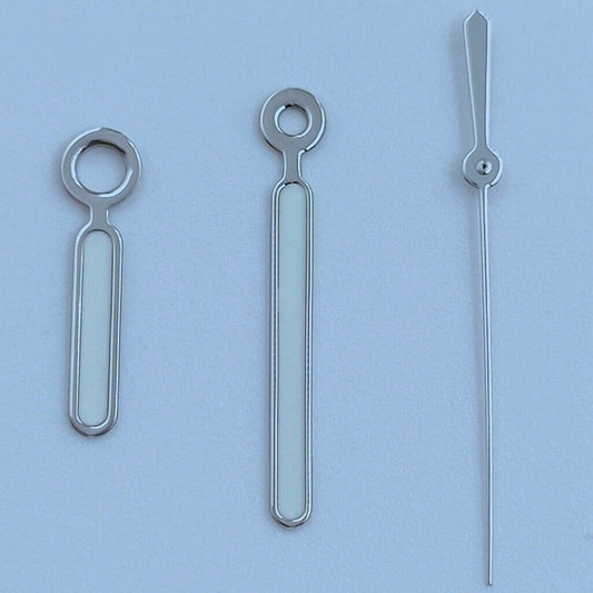 Aiguilles de montre luminescentes vertes peintes en blanc avec garniture argentée de 12,5 mm pour NH35 NH36 7S26 7S36