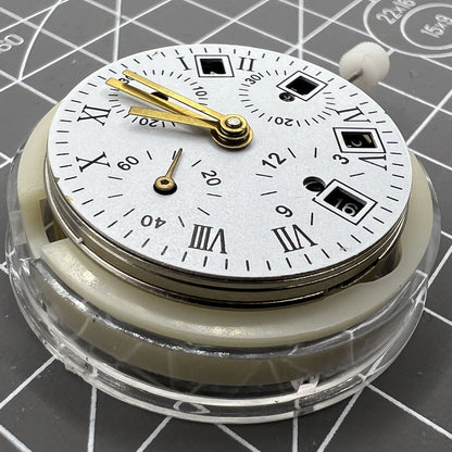 Asia Made 7750 GMT watch with 3 hands, small seconds at 9, automatic mechanical movement, stylish accessory.