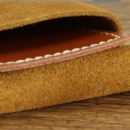 Brown Cowhide watch storage bag, soft-lined travel pouch protecting single watch securely.