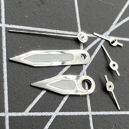 Aiguilles de montre lumineuses vertes avec garniture argentée 10 x 10 x 8 mm pour mouvement Miyota FS00