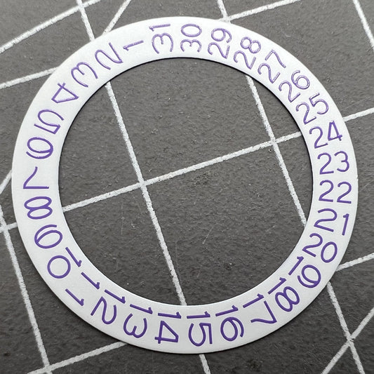 White Background Light Purple Character Disk Date Wheel for Miyota NH35 NH36