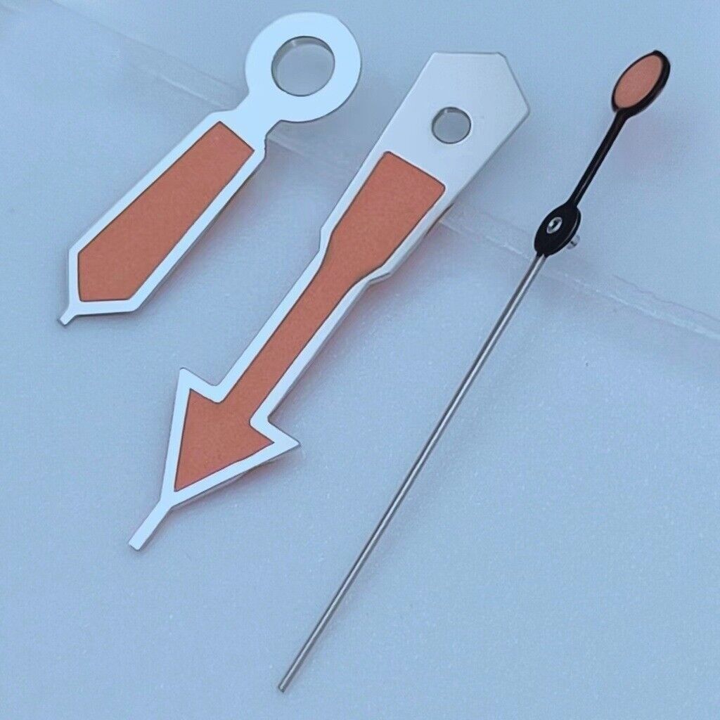 2er Set 12.5mm Silberumrandete Orange Lackierte Grüne Leuchtzeiger für NH35