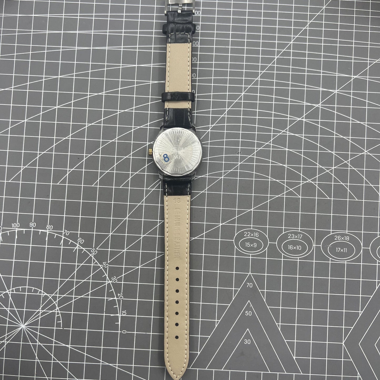 Shanghai Factory 34mm manual mechanical watch with black dial, 19 jewels, shock-resistant for daily wear.