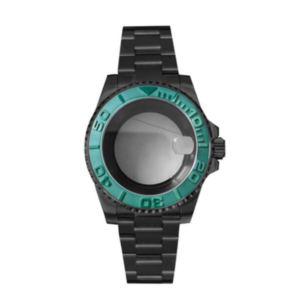 PVD black SUB watch case and strap with 40mm sapphire glass, 5ATM waterproof, fits NH35/NH36 movements, brand SUB.
