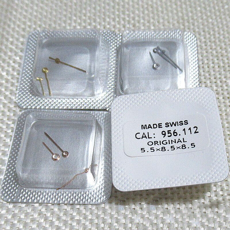 Watch repair hand set for 956.112 movement, includes hour, minute, & second hands.