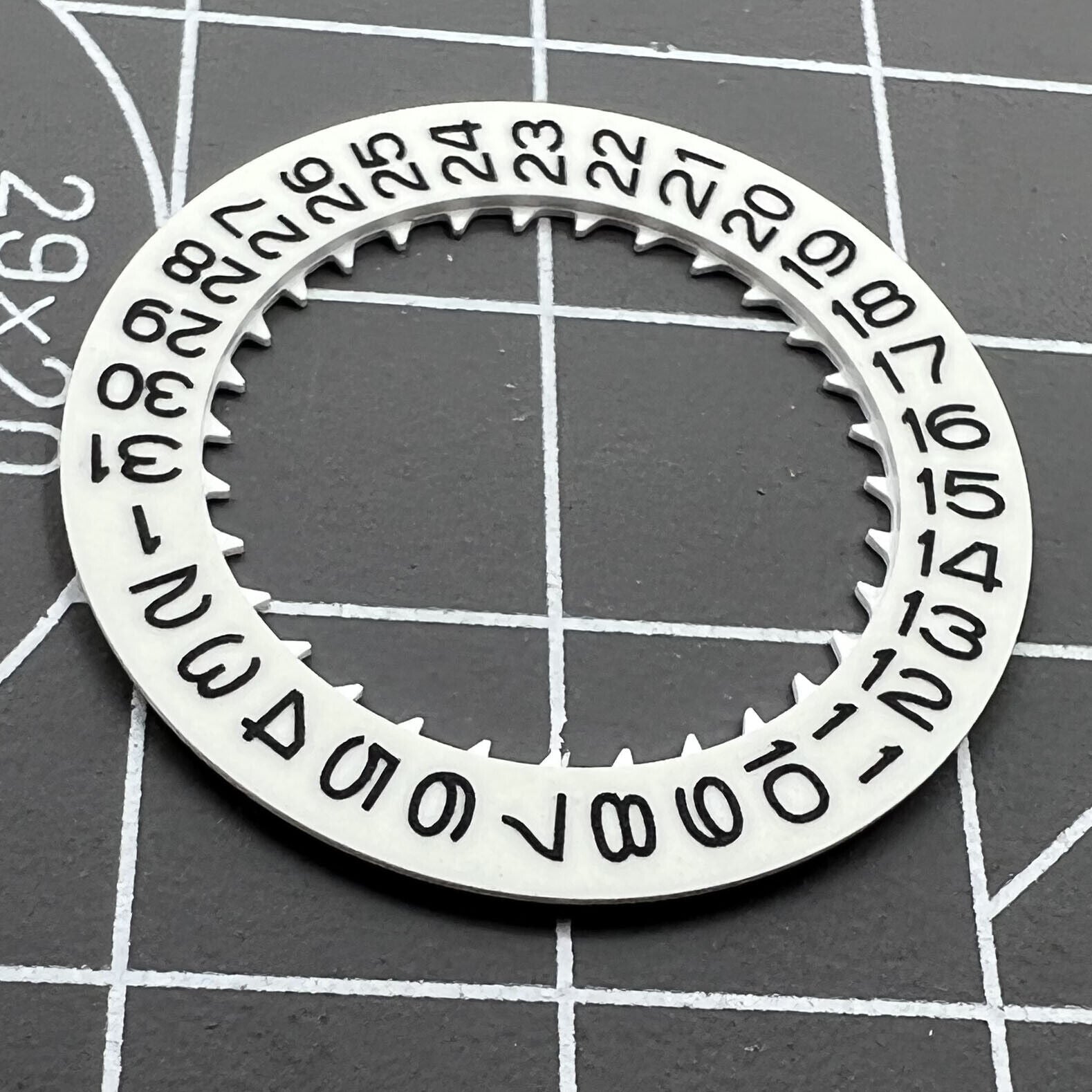 Luminous date disk wheel for NH35 watch movement, precise date display at 3 o'clock.