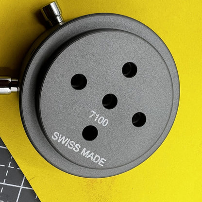 Swiss Bergeon watch movement holder tool, model 7100-ETA-775X, compatible with ETA 7750-7758 & SW500 series, precision accessory
