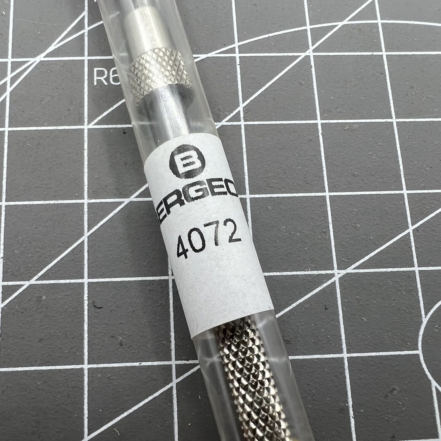 Swiss Bergeon 4072 pin vise, 105mm precision tool for securing hairsprings during watch repair tasks.