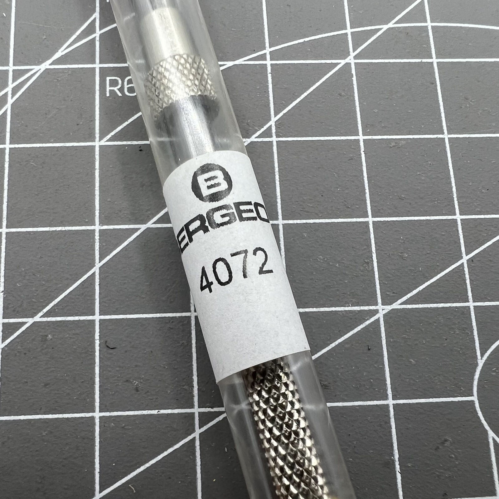 Swiss Bergeon 4072 pin vise, 105mm precision tool for securing hairsprings during watch repair tasks.