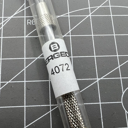 Swiss Bergeon 4072 pin vise, 105mm precision tool for securing hairsprings during watch repair tasks.