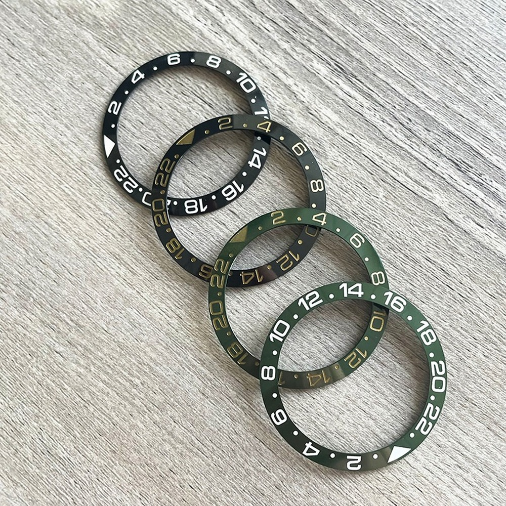 38mm ceramic bezel insert with super luminous markers for automatic GMT men's watches.