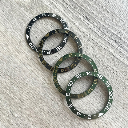 38mm ceramic bezel insert with super luminous markers for automatic GMT men's watches.
