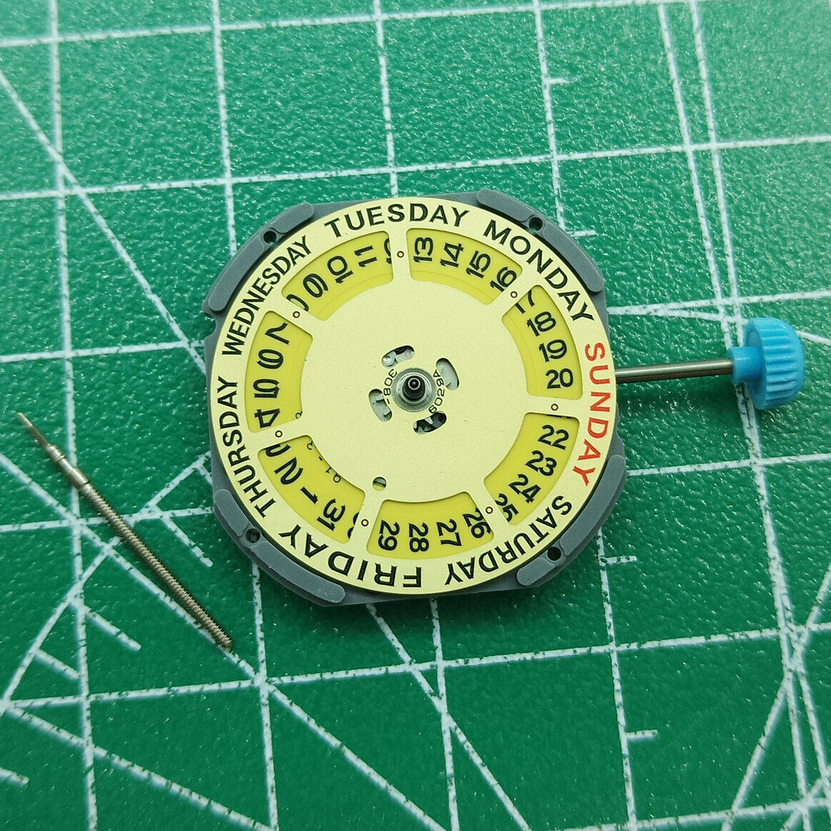 Miyota 6M50 Quartz Movement watch with golden dial, date at 3, for watch accessory customization.