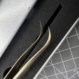 High Quality Stainless Steel Tweezers Golden Curved Elbow Forceps