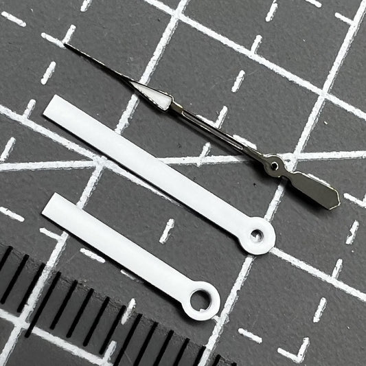2 Sets Pack 14mm Weiße Zeiger mit Grauer Umrandung für Ronda 515 Quarzwerk