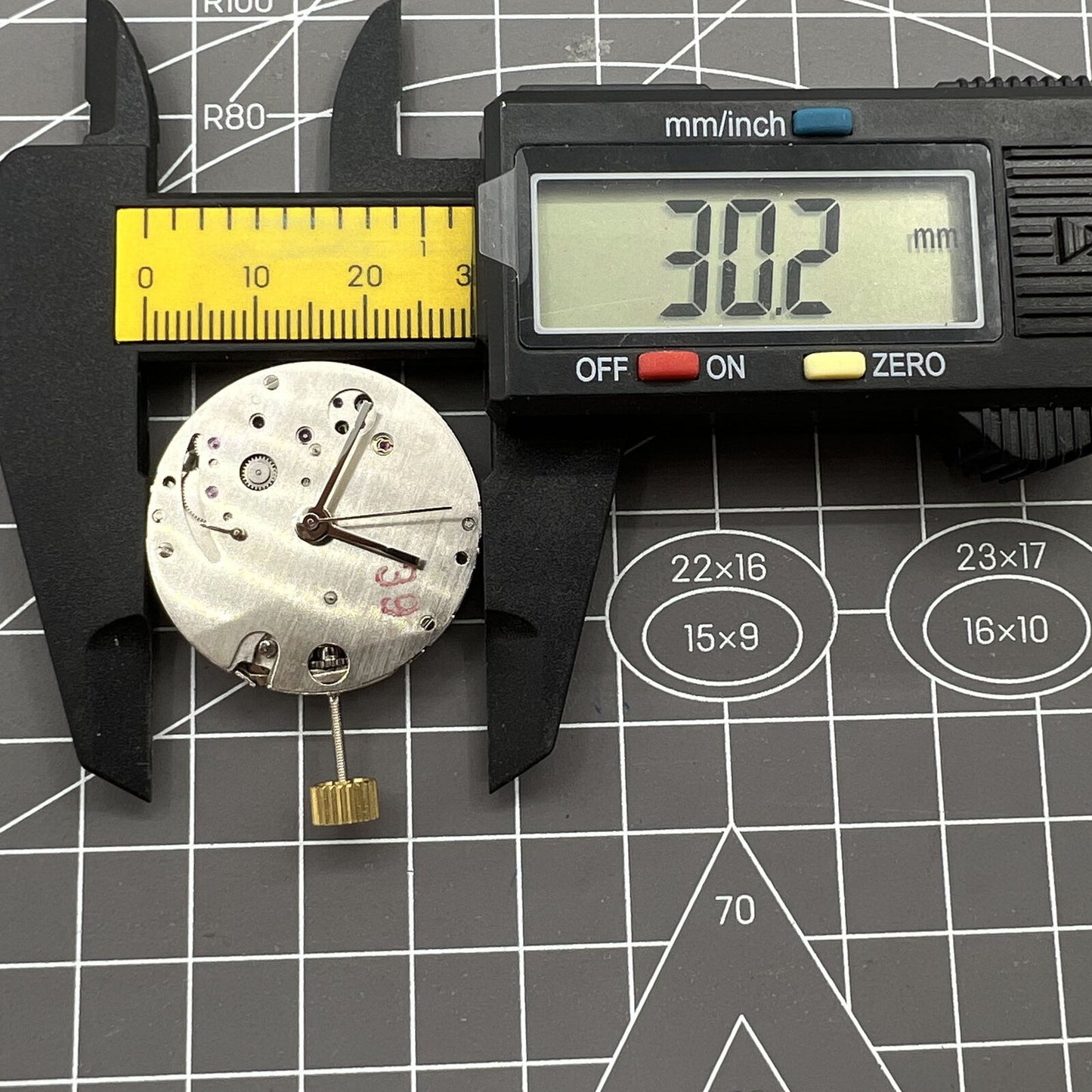 Dandong 7750 automatic watch movement showing small seconds at 6 o'clock in sleek ultra-thin design.