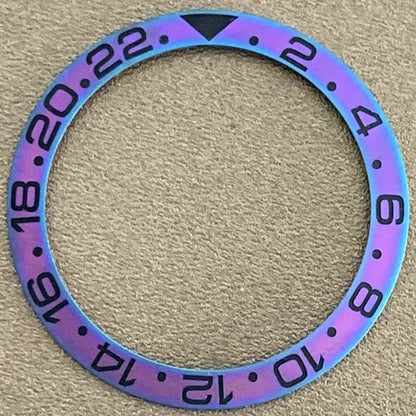 38 mm/30,5 mm mattierter regenbogenblau-goldener Keramik-Uhrenlünetteneinsatz passend für 40-mm-Gehäuse