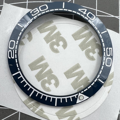 Sky Blue ceramic bezel insert with white font, 41.5mm/32.5mm size, for watch accessory replacement.