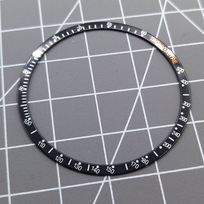 38,5 mm Uhrenlünette aus Aluminiumlegierung, schwarzer Ring + weiße Schrift für Omega Speedmaster 