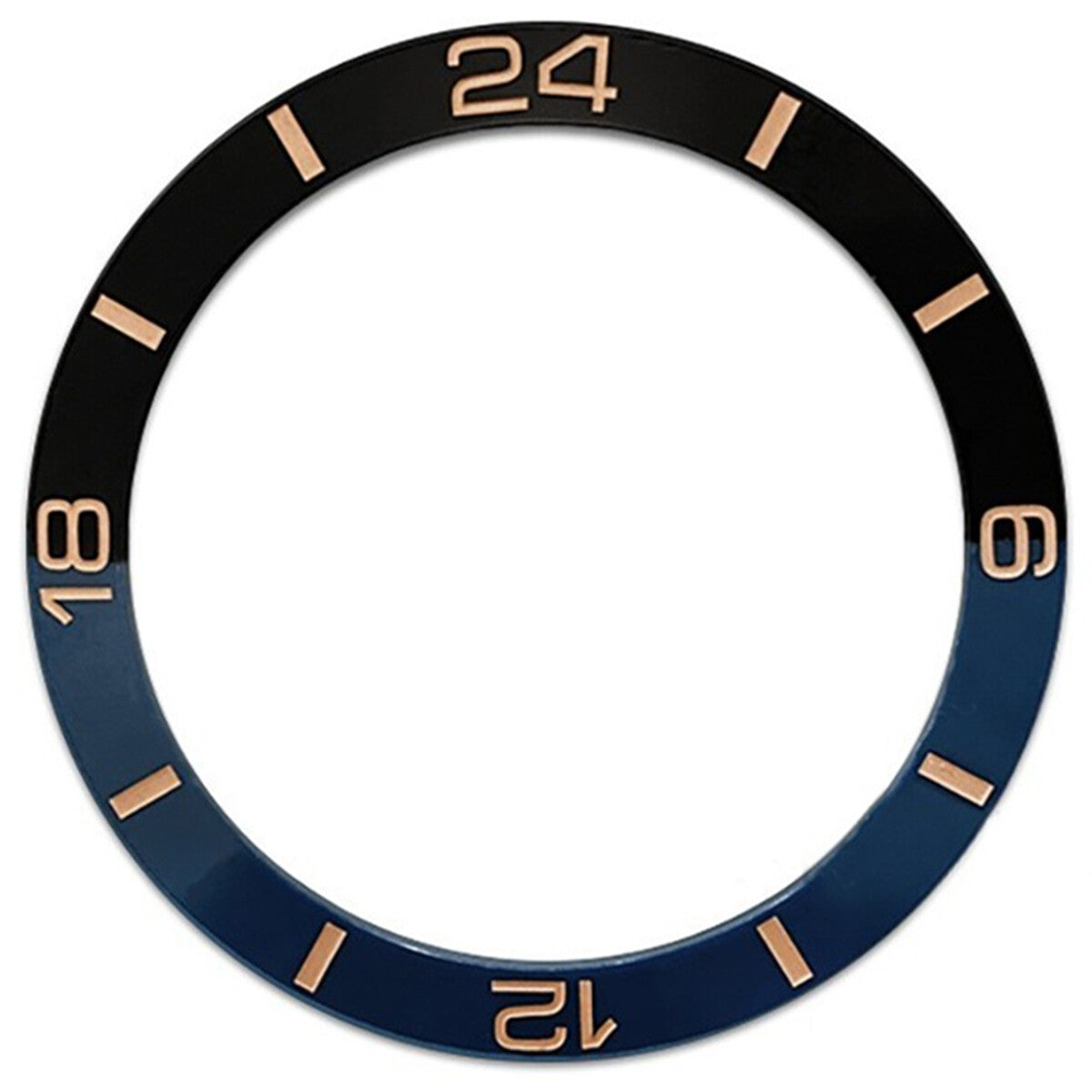 38 mm dunkelblau + schwarz Halbmaßstab Keramik poliert Uhr Lünette Fit SUB007 Uhr 